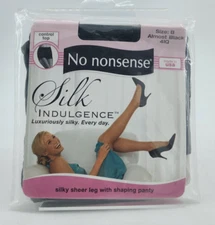 No Nonsense Silk Indulgence Control Top Sheer Toe Pantyhose Almost Black Size B