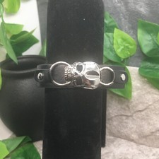 Punk Goth Bracelet Unisex Black Leather Spike Rivet Metal Studded Wristband 9962