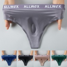 Men Ice Silk Thongs Seamless Underwear Bulge Pouch Stretch Waistband Fit