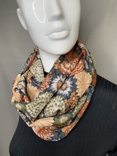 Infinity double loop Circle Scarf Liberty Varuna Wool “Choki” Handmade Floral 