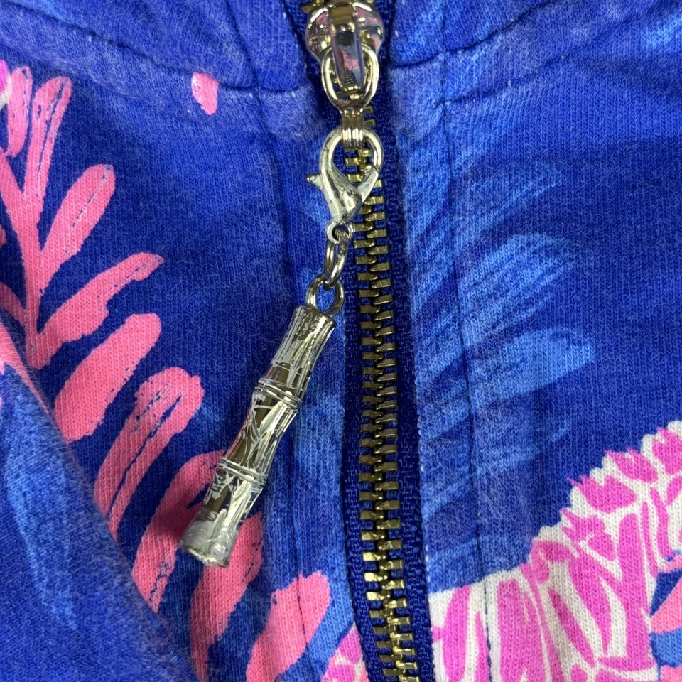 Pullover Lilly Pulitzer Mujer Medio Azul Rosa Patrón Popover Media Cremallera Cebra Foto 4 de 4