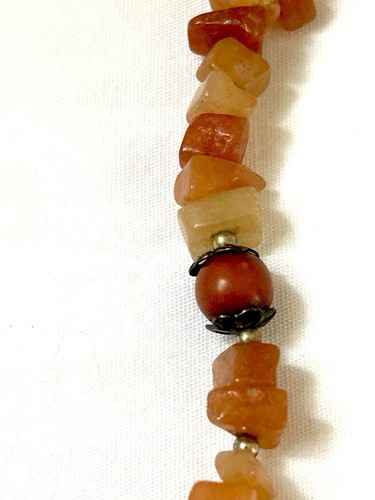 Antique Oriental Carved Carnelian Agate Medallion With Red Jasper Bead Necklace - Picture 7 of 11