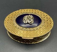 Jacqueline Cochran L'Opera 1960s Goldtone Compact Fleur-de-lis Trinket Box Nice!