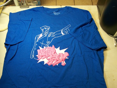Ace Attorney Phoenix Wright T Shirt Size XL Lootwear Exclusive Lootcrate Blue