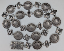 Old Pawn Concho Belt Sterling Silver 925 Stamped 31" Native 88g