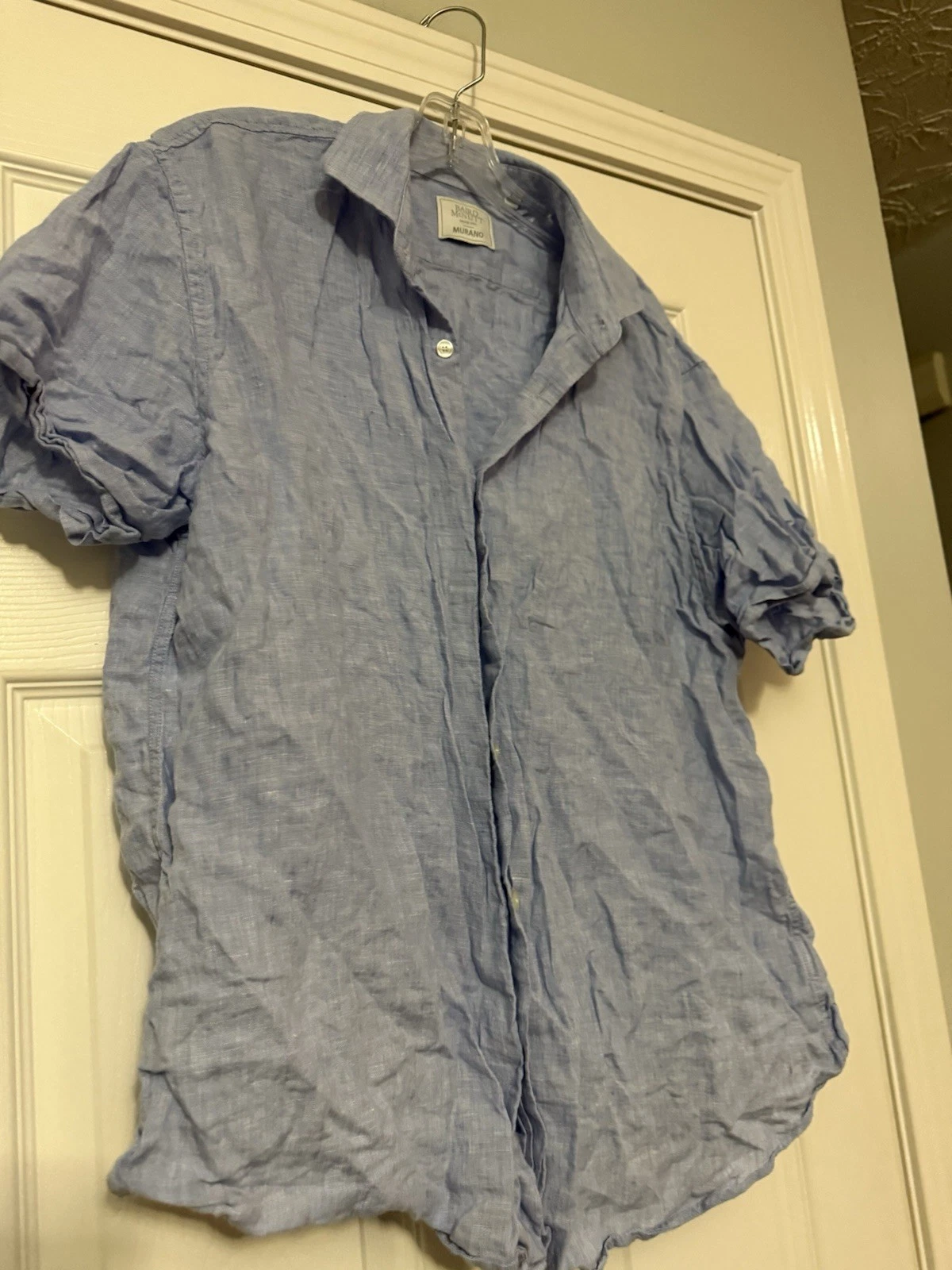Baird McNutt Shirt Mens Extra Large Blue Murano Short Sleeve Linen