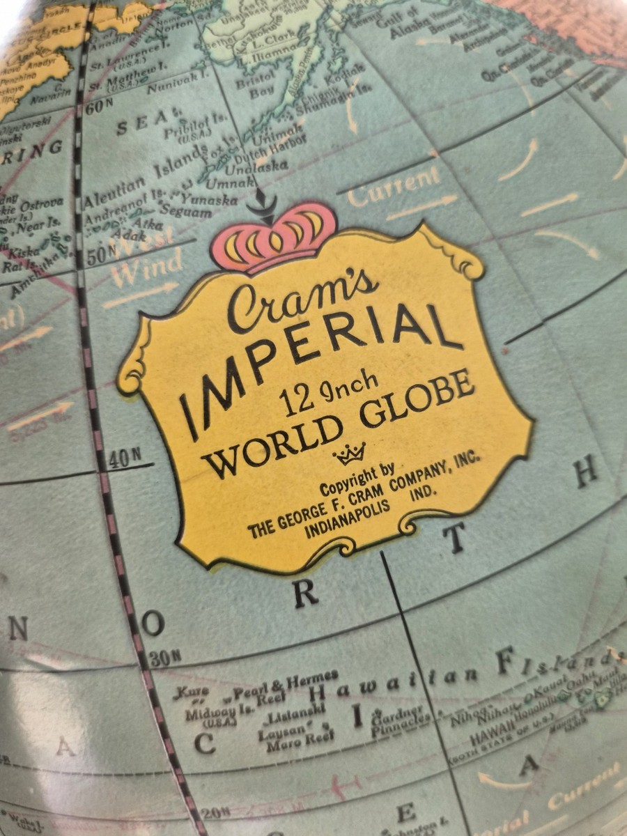 CRAM’S IMPERIAL WORLD GLOBE USA製 Vintage Cram's Imperial World Globe USA Metal Frame & Base 12 Inch