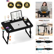 Escritorio Portátil para Cama Altura Ajustable, Mesa Cama Regazo con USB/Cajón de Almacenamiento/...
