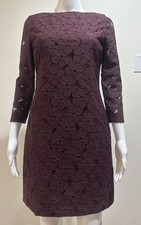 Diane von Furstenberg Romantic Sarita Flower Lace Shift Dress in Burgundy Size 2