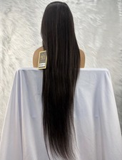 100 Human Hair Wigs straight 13x6 Lace Frontal 38  inch Natural 200 d 310g