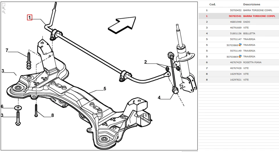 FRONT SUSPENSION STABILIZER TORSION BAR Fiat Stilo - Fiat 50703541 - Image 4 of 4