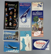 1953 PAN AM AMERICAN Air Lines Flight Pack Timetable Postcard Map PAA Vintage