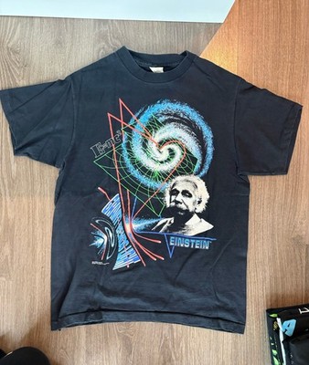Vintage 90s Albert Einstein E=MC2 Art Science T-shirt Large Single Stitched