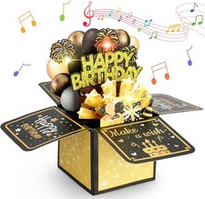 Happy Birthday Geburtstagskarte mit Musik, Blowable LED Licht Kerze