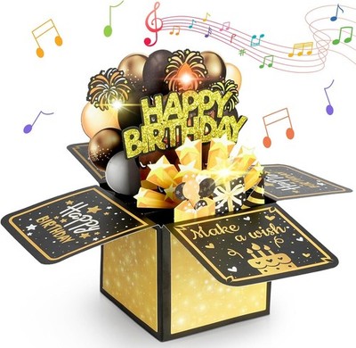 Happy Birthday Geburtstagskarte mit Musik, Blowable LED Licht Kerze