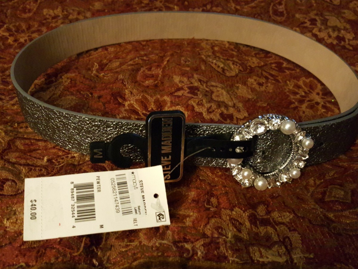 Steve Madden SM Rhinestone Logo Belt- Tan Steve Madden~ Women main image 3