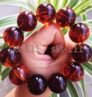Certified 10- 22mm Natural Red Mexico Sky Blue Amber Beads Stretch Bracelet