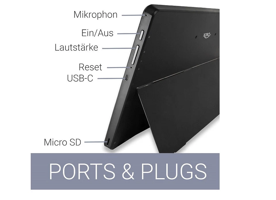 Xoro MegaPAD 1333 Pro Android 13 Tablet-PC 13" Zoll 6GB/128GB IPS FHD WLAN USB-C - Bild 4 von 4