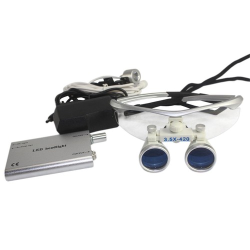 Dental 3.5X 420mm Surgical Binocular Loupes with Dentist LED Head Light Headlamp - Picture 4 of 11