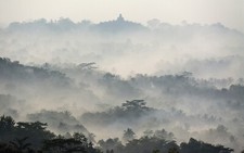 Landscape photography nature mist morning daylight Custom Gaming Mat Desk
