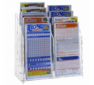 E-473 ESC-D Espositore schedine da banco in plexiglass trasparente DA BANCO 8 23