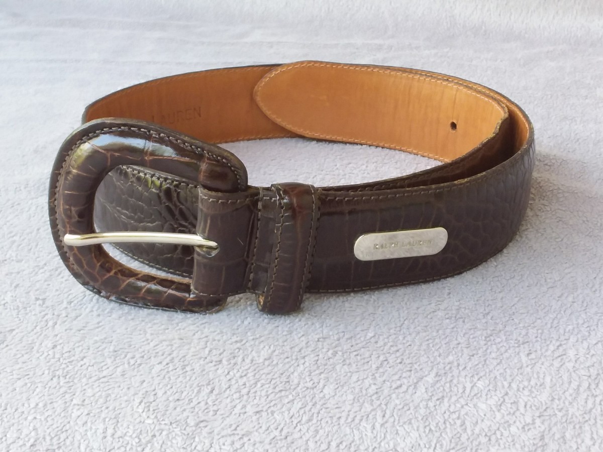 Ralph Lauren Brown Belt - Embossed Alligator - Size M - Leather 2220339/208 Ralph Lauren Purple Label Brown Alligator Belt Strap 30 New  main image 3