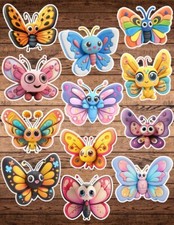 Cute 3D butterfly Die Cut Vinyl Stickers Set Notebook Laptop Waterbottle