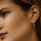 Gold 585 14K Diamant Ohrringe Paar Creolen Modern leicht Rechteckig 0.30ct VS G