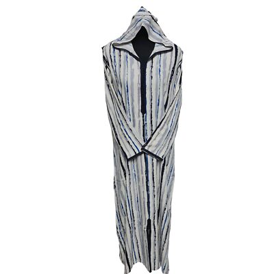 Women's Moroccan Multi Stripes Long Sleeve Hooded Cotton Blend