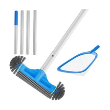 3PCS Pool Cleaning Kit - 12.5'' Pool Brush with Round End & 11'' Pool Skimmer...