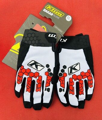 NEW Klim Dakar 3D Padded Motorcycle Gloves/Black/Red/White/Size XL