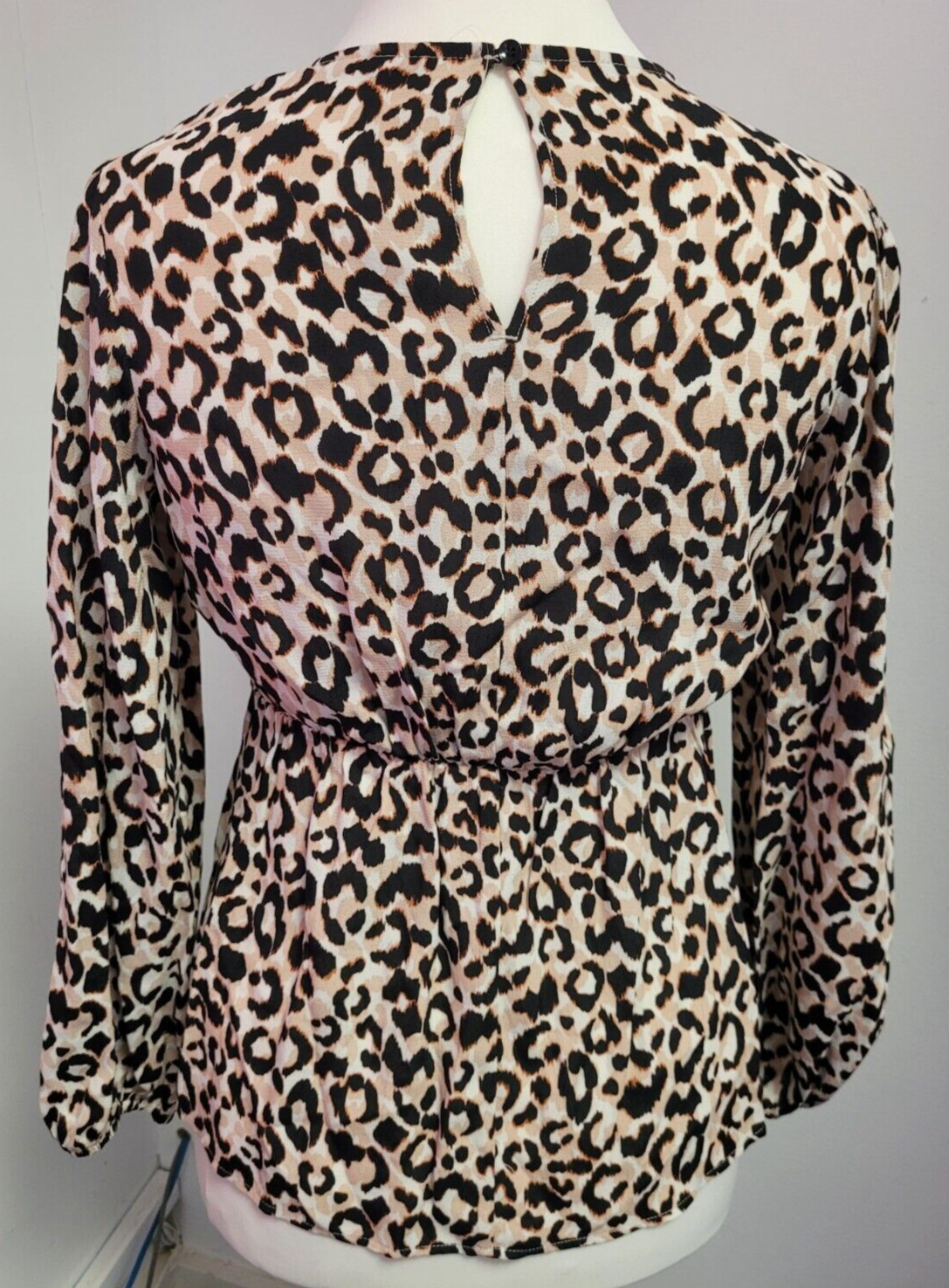 George Top UK10 Leopard Print Keyhole Round Neck Long Sleeve BNWT image 2