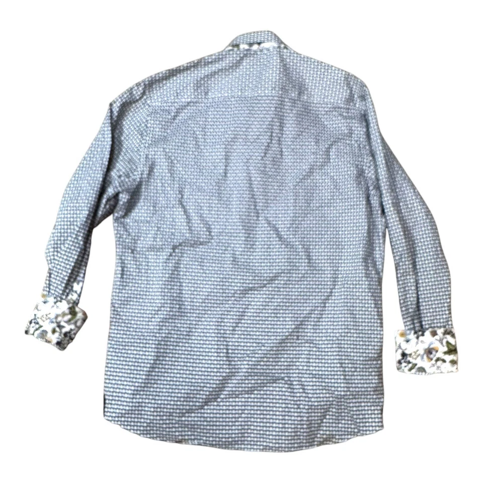 Camisa Banana Limón Larga Slv Abotonada L Negra Blanca Geométrica Puño Abatible Floral Foto 2 de 4