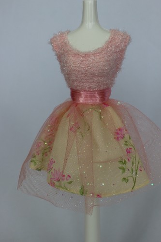Pink Yellow Spring Barbie dress outfit Floral Mini Tulle Tutu Overskirt skirt - Picture 2 of 10