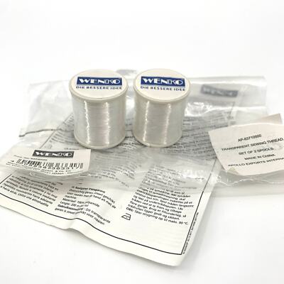 WENKO Set of 2 Spools Transparent Sewing Thread New Polyamide 200 Meters each