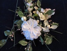 Vtg Millinery Flower Collection White Faint Pink W/Pearls  Glitter H4898