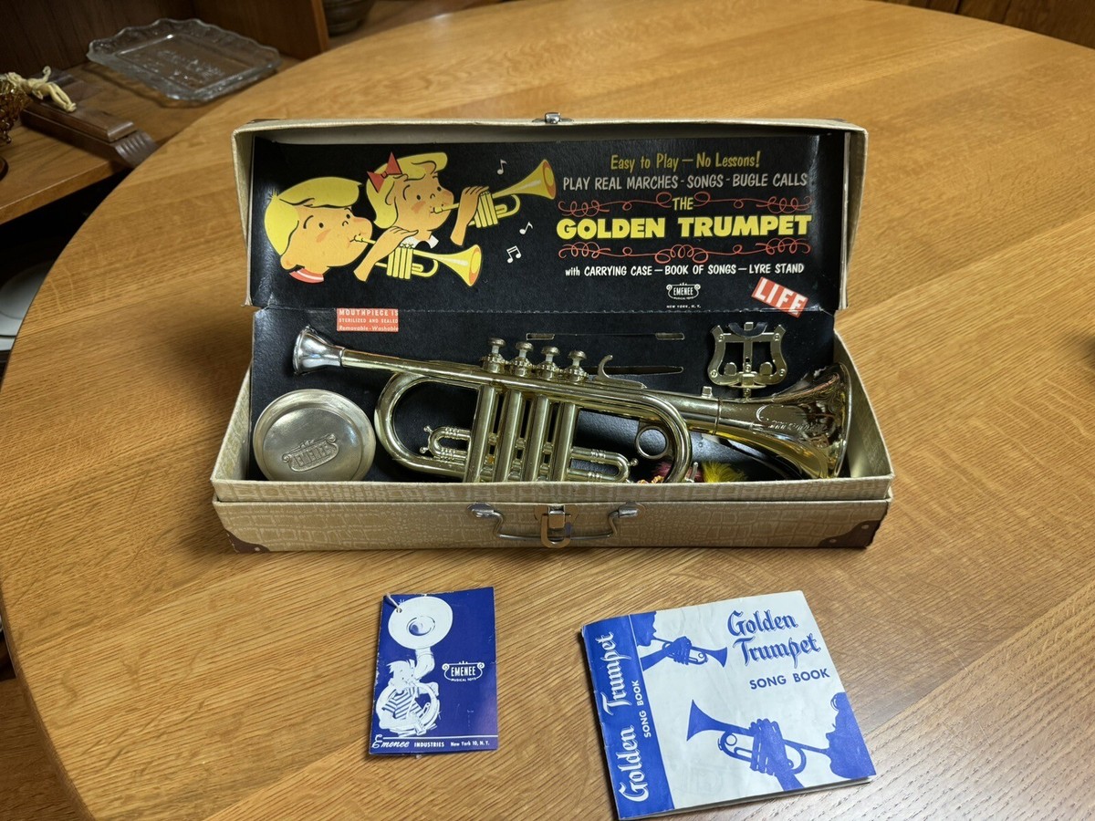 Vintage 1940s/1950 EMENEE The Golden Trumpet Musical Toy Vintage 1940s/1950 EMENEE The Golden Trumpet Musical Toy