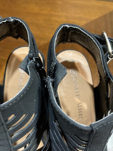 Charles Albert Womens Heels & Pumps, Black, Size 6.0 Zipper, Straps - Picture 7 of 9