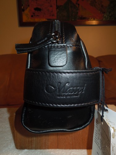 Bolso de tocador Massei con cremallera de cuero negro - NUEVO - Imagen 12 de 16