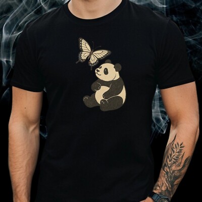 Herren T-Shirt Schmetterling und Panda Motiv Baumwolle Größe XS bis 5XL