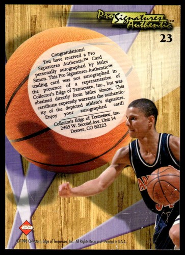 1998 Collector's Edge Impulse #23 Miles Simon BASKETBALL Arizona Wildcats - Picture 2 of 2