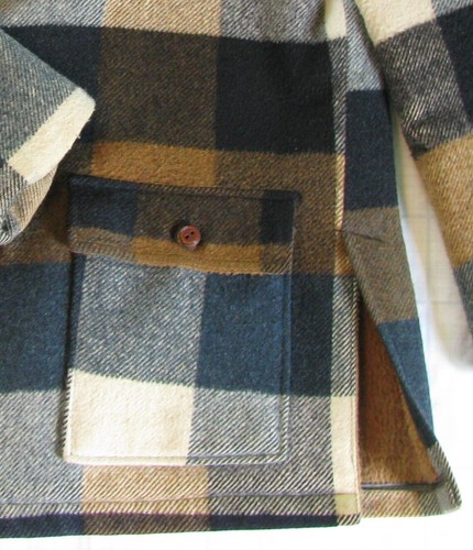Men's Warm Winter Wool Coat, Blue & Brown Mackinaw Plaid, H.I.S. Brand, Sz.Large - Picture 4 of 10