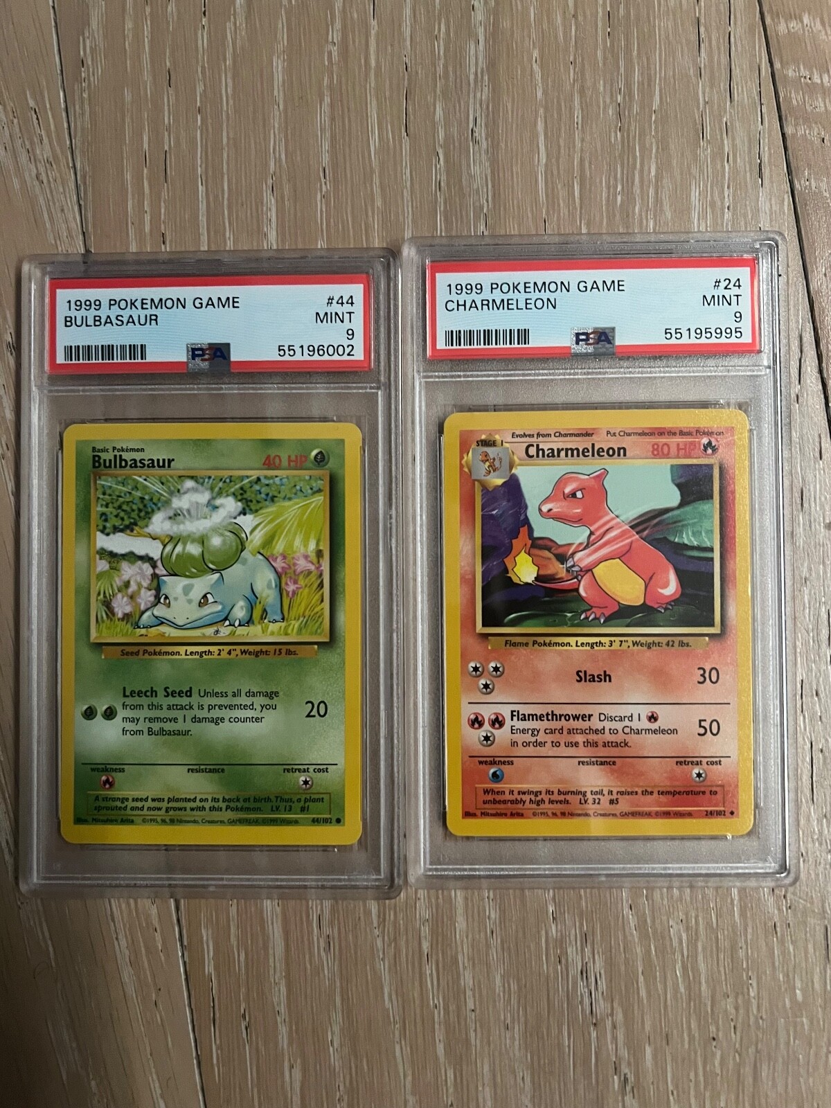 Bulbasaur Charmeleon Pokemon 1999 TCG Card PSA 9 Set