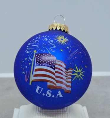 Bronner's Christmas Wonderland American Classic Ornament Glass USA Flag Firework