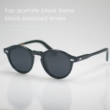 Round black sunglasses Johnny Depp sunglasses men's black polarized sunglasses