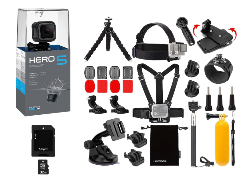GoPro HERO 5 Session *OPEN BOX* - Basic Accessories + 32gb Memory