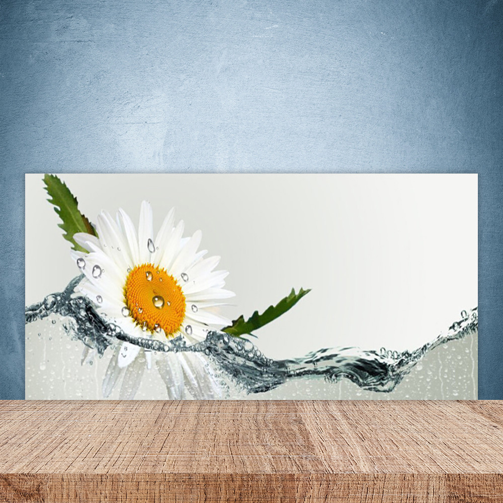 Paroi de cuisine en verre trempé d'art marguerite 100x50 cm haut de gamme