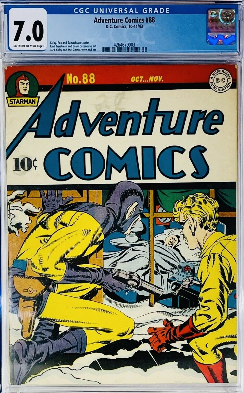 ⭐️ Adventure Comics #88 CGC 7.0(DC 1943) Kirby-Sandman🇺🇸Nazi Gas Nap Cvr !⭐️