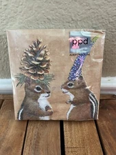 PPD Chipmunk Courtship Cocktail Beverage Napkin, 5" x 5" 20ct Woodland Animals