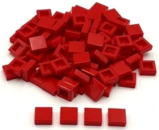 Lego 100 New Red Tiles Flat Smooth 1 x 1 Parts